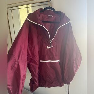 Vintage 90s NIKE AIR Windbreaker Jacket 1/4 Zip Pullover Burgundy Mens Sz XL